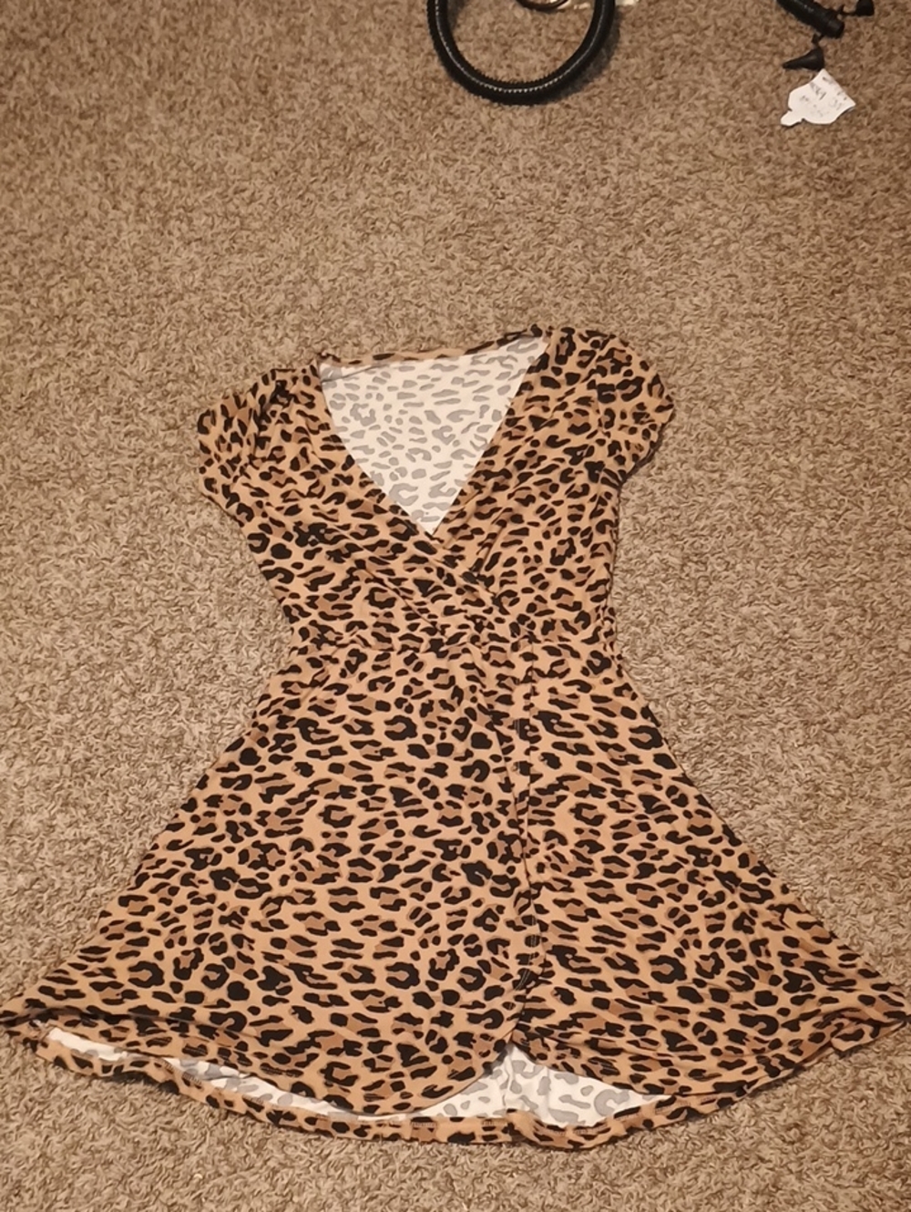 Leopard Print Wrap Dress in Tan and Black